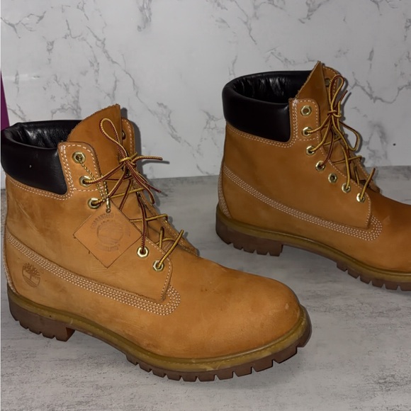 MENS Timberland Premium 6 IN Waterproof Boot Wheat Nubuck - Picture 4 of 12